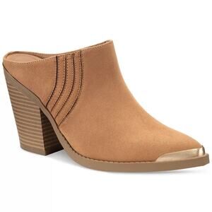 Sun + Stone Women Western Mule Heels Deyzaa Size US 9.5M Tan Microsuede